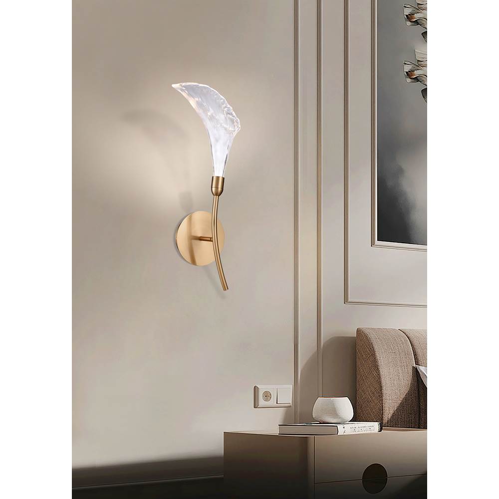 Arabela Lighting 85194-1 Natural Brass 20.5'' Calla  Wall Sconce In Natural Brass  With Clear Hand-formed Glass Flowers Image 3