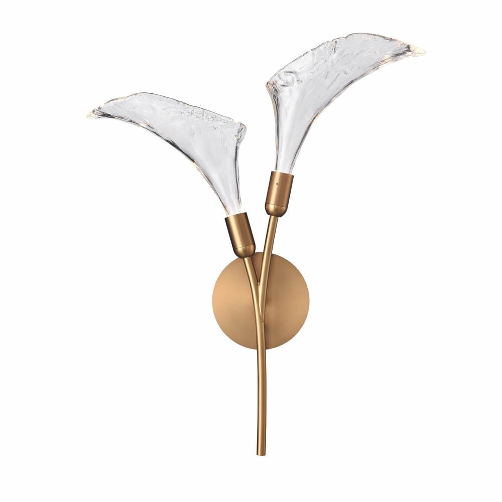 Arabela Lighting 85195-2 Satin Brass 27'' Calla  Sconce In Natural Brass  With Clear Hand-formed Glass Flowers Image 1