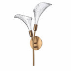 Arabela Lighting Calla 27'' Calla  Sconce In Natural Brass  With Clear Hand-formed Glass Flowers