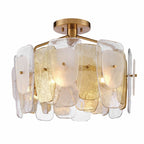 Arabela Lighting 85200-6 Lacquered Gold 24'' Strata Semi Flush In Lacquered Gold With Layers Of Clear, Frosted, And Gold-leafed Glass Image 1