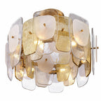 Arabela Lighting 85200-6 Lacquered Gold 24'' Strata Semi Flush In Lacquered Gold With Layers Of Clear, Frosted, And Gold-leafed Glass Image 7