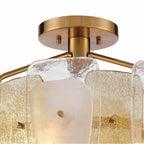Arabela Lighting 85200-6 Lacquered Gold 24'' Strata Semi Flush In Lacquered Gold With Layers Of Clear, Frosted, And Gold-leafed Glass Image 5