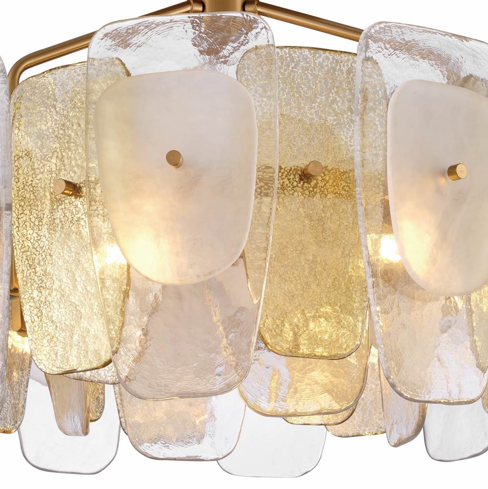 Arabela Lighting 85200-6 Lacquered Gold 24'' Strata Semi Flush In Lacquered Gold With Layers Of Clear, Frosted, And Gold-leafed Glass Image 4