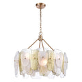 Arabela Lighting 85201-8 Lacquered Gold 29'' Strata Chandelier In Lacquered Gold With Layers Of Clear, Frosted, And Gold-leafed Glass Image 1