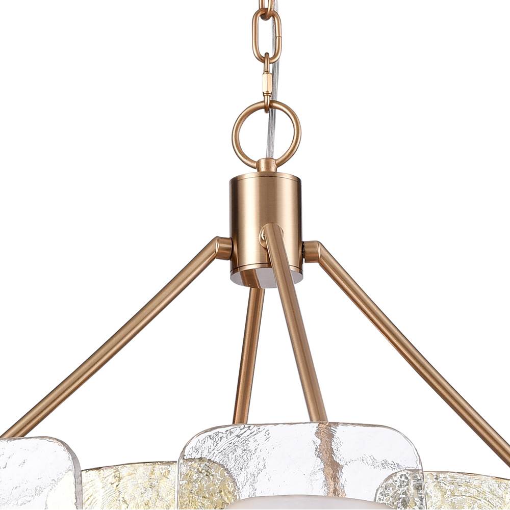 Arabela Lighting 85201-8 Lacquered Gold 29'' Strata Chandelier In Lacquered Gold With Layers Of Clear, Frosted, And Gold-leafed Glass Image 5