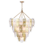 Arabela Lighting 85202-16 Lacquered Gold 48'' Strata Chandelier In Lacquered Gold With Layers Of Clear, Frosted, And Gold-leafed Glass Image 1