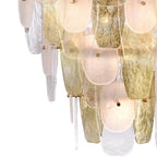 Arabela Lighting Strata 48'' Strata Chandelier In Lacquered Gold With Layers Of Clear, Frosted, And Gold-leafed Glass