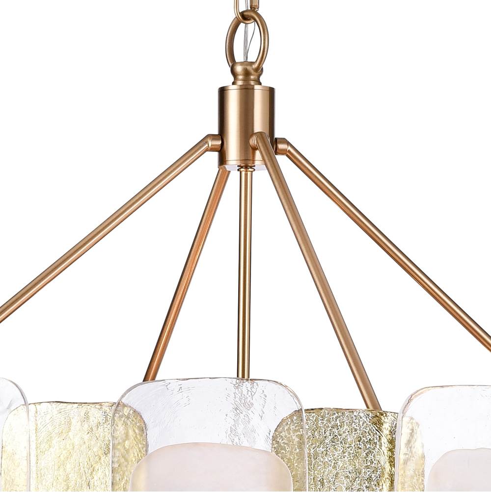 Arabela Lighting 85202-16 Lacquered Gold 48'' Strata Chandelier In Lacquered Gold With Layers Of Clear, Frosted, And Gold-leafed Glass Image 5