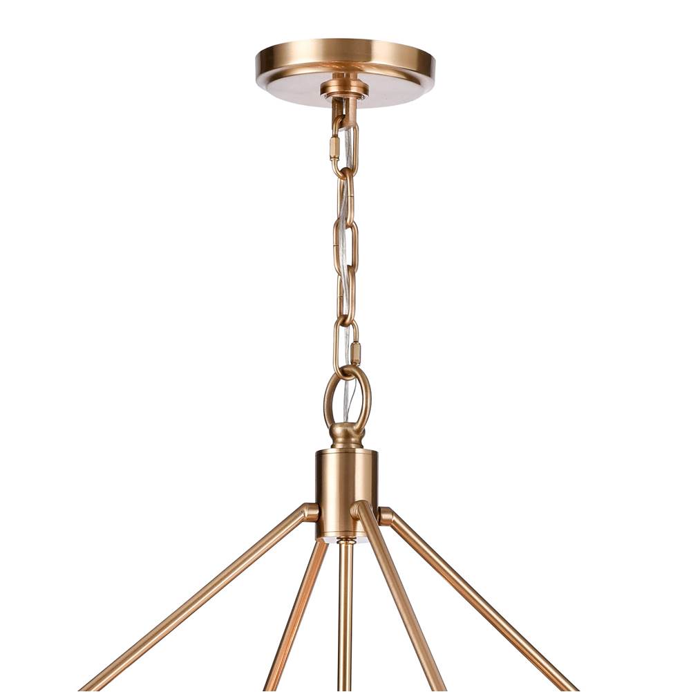 Arabela Lighting 85202-16 Lacquered Gold 48'' Strata Chandelier In Lacquered Gold With Layers Of Clear, Frosted, And Gold-leafed Glass Image 4