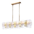 Arabela Lighting 85203-6 Lacquered Gold 53'' Strata Linear  Chandelier In Lacquered Gold With Layers Of Clear, Frosted, And Gold-leafed Glass Image 1
