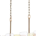 Arabela Lighting 85203-6 Lacquered Gold 53'' Strata Linear  Chandelier In Lacquered Gold With Layers Of Clear, Frosted, And Gold-leafed Glass Image 6