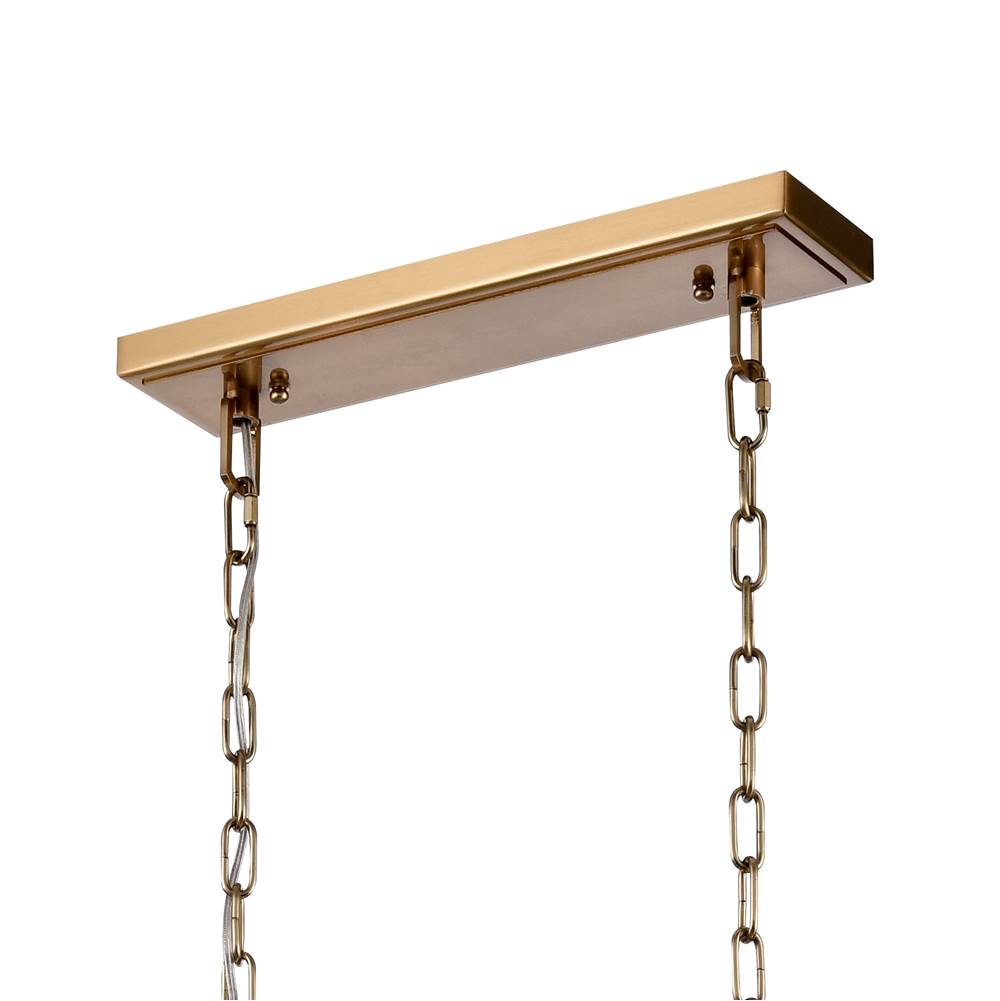 Arabela Lighting 85203-6 Lacquered Gold 53'' Strata Linear  Chandelier In Lacquered Gold With Layers Of Clear, Frosted, And Gold-leafed Glass Image 5