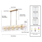 Arabela Lighting 85203-6 Lacquered Gold 53'' Strata Linear  Chandelier In Lacquered Gold With Layers Of Clear, Frosted, And Gold-leafed Glass Image 2