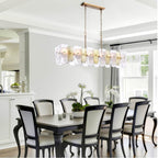 Arabela Lighting 85203-6 Lacquered Gold 53'' Strata Linear  Chandelier In Lacquered Gold With Layers Of Clear, Frosted, And Gold-leafed Glass Image 3