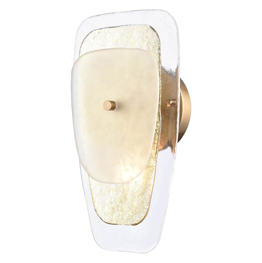 Arabela Lighting 85204-1 Lacquered Gold 12'' Strata Wall Sconce  In Lacquered Gold With Layers Of Clear, Frosted, And Gold-leafed Glass Image 1