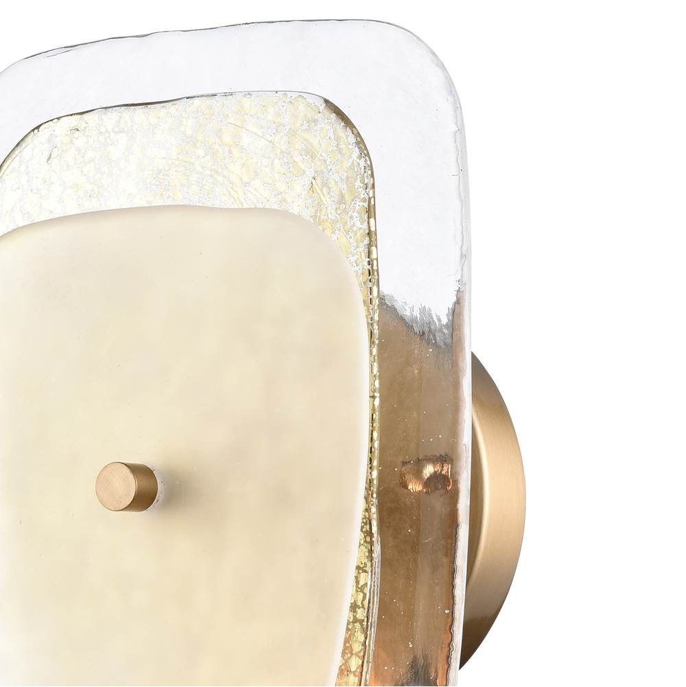 Arabela Lighting Strata 12'' Strata Wall Sconce  In Lacquered Gold With Layers Of Clear, Frosted, And Gold-leafed Glass
