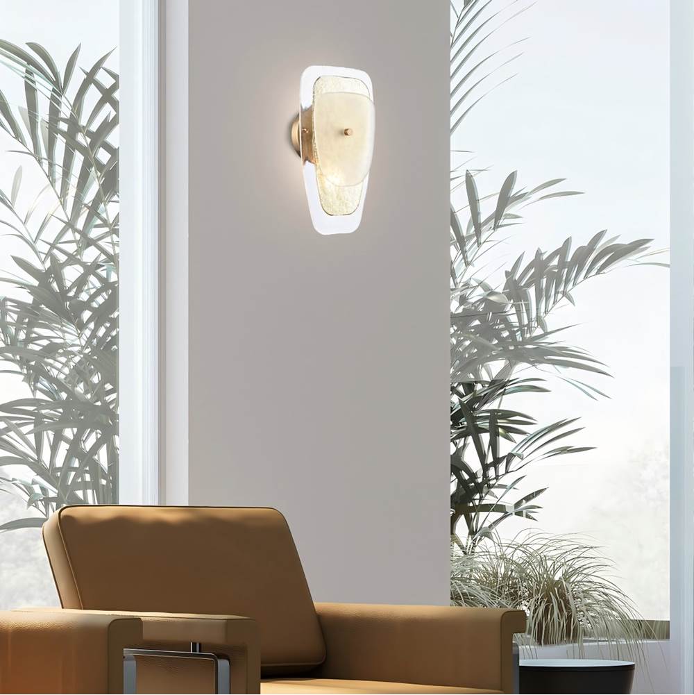 Arabela Lighting 85204-1 Lacquered Gold 12'' Strata Wall Sconce  In Lacquered Gold With Layers Of Clear, Frosted, And Gold-leafed Glass Image 3