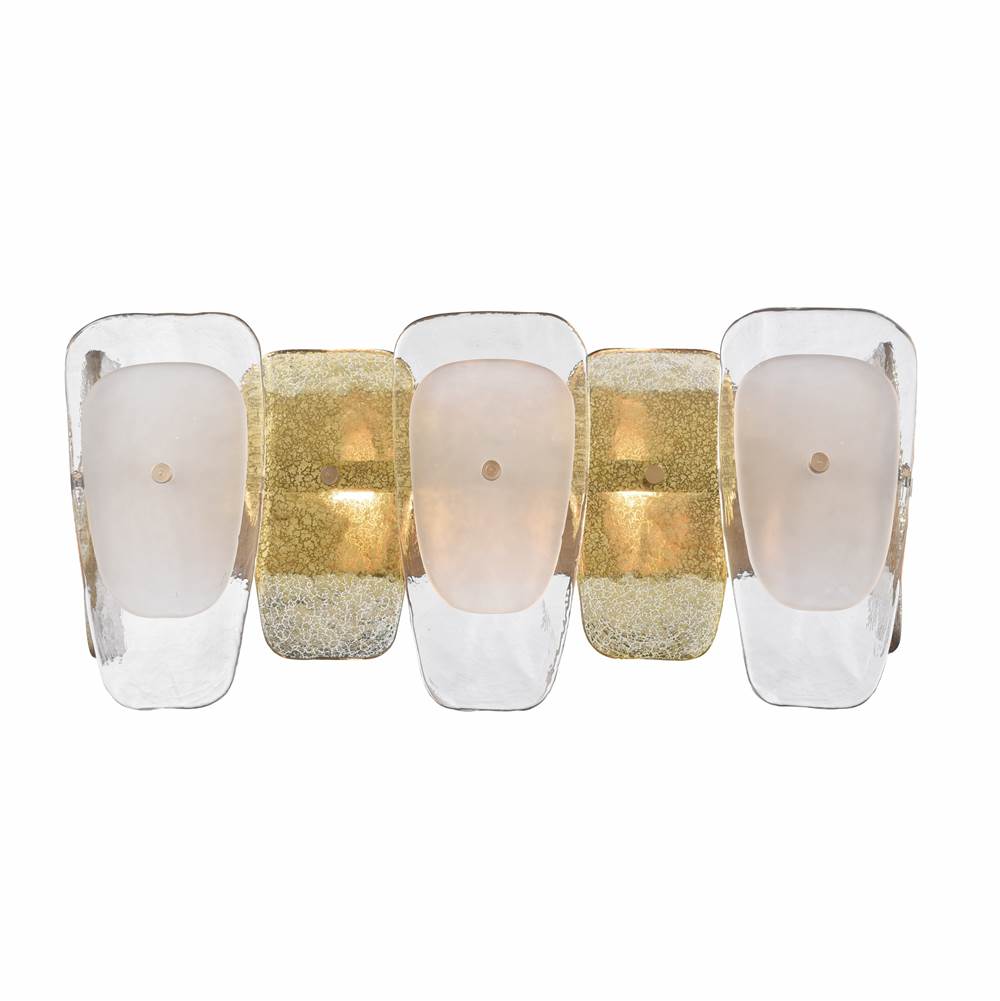 Arabela Lighting 85205-2 Lacquered Gold 20.75'' Strata Vanity  In Lacquered Gold With Layers Of Clear, Frosted, And Gold-leafed Glass Image 1