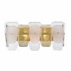 Arabela Lighting 85205-2 Lacquered Gold 20.75'' Strata Vanity  In Lacquered Gold With Layers Of Clear, Frosted, And Gold-leafed Glass Image 1