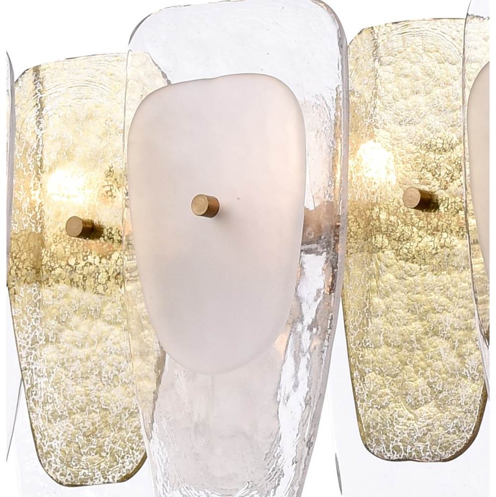 Arabela Lighting 85205-2 Lacquered Gold 20.75'' Strata Vanity  In Lacquered Gold With Layers Of Clear, Frosted, And Gold-leafed Glass Image 6