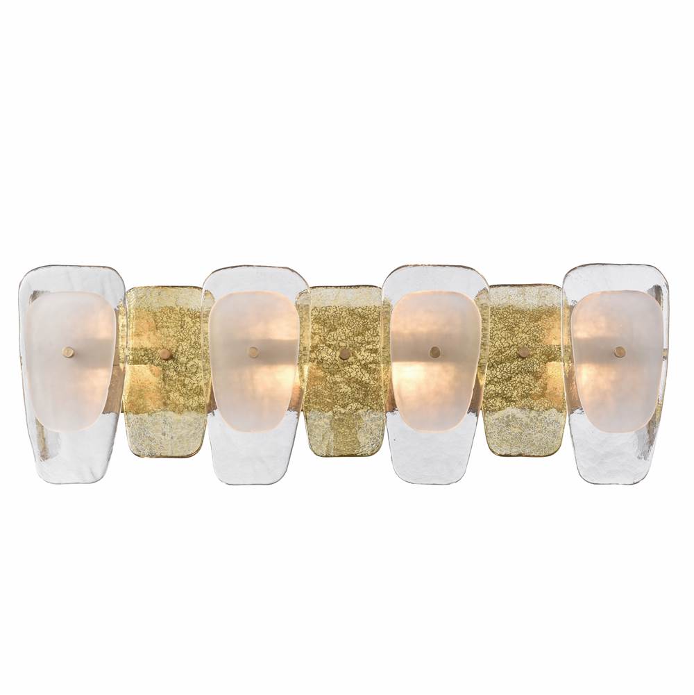 Arabela Lighting 85206-4 Lacquered Gold 29'' Strata Vanity  In Lacquered Gold With Layers Of Clear, Frosted, And Gold-leafed Glass Image 1