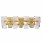 Arabela Lighting 85206-4 Lacquered Gold 29'' Strata Vanity  In Lacquered Gold With Layers Of Clear, Frosted, And Gold-leafed Glass Image 1