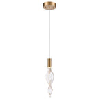 Arabela Lighting 85211-1 Natural Brass 14'' Aurora Pendant In  Natural Brass With Clear Hand-formed Corkscrew Glass Image 1
