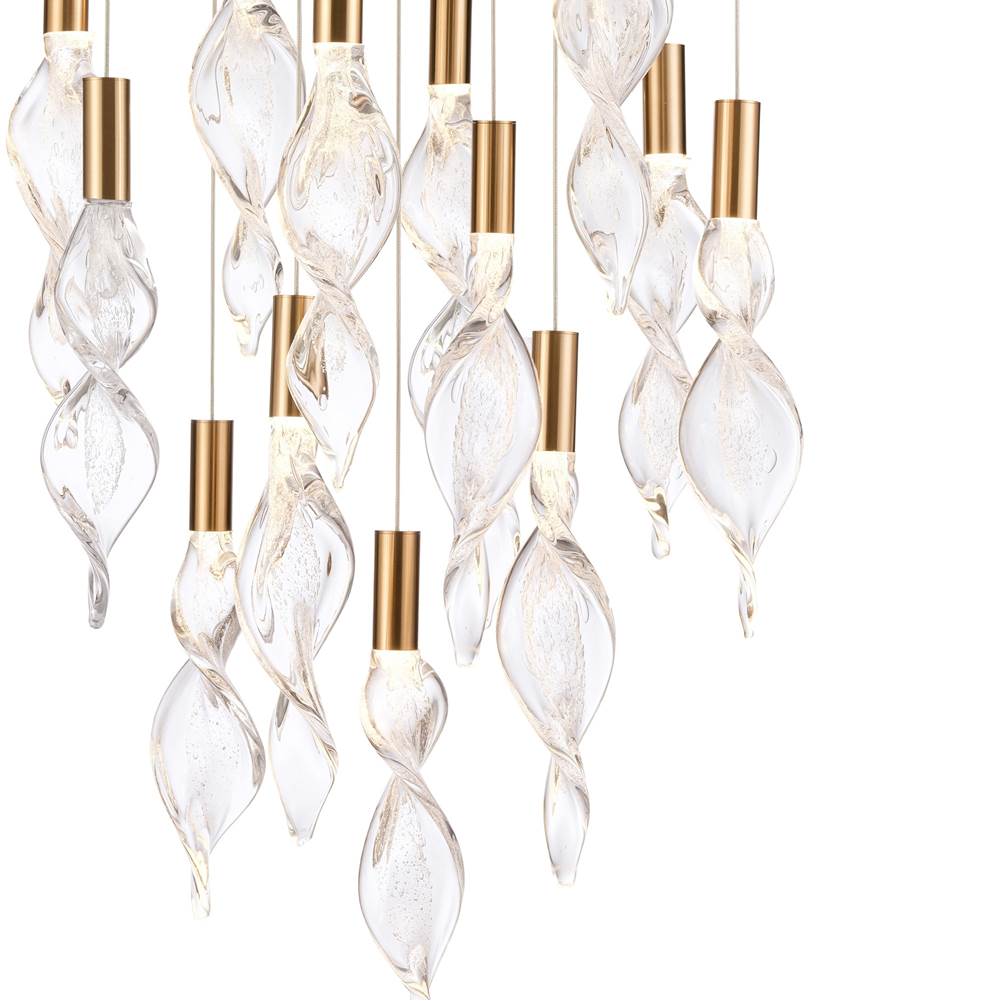 Arabela Lighting 85214-13 Natural Brass 24'' Aurora Pendant In  Natural Brass With Clear Hand-formed Corkscrew Glass Image 4
