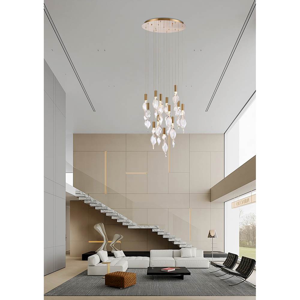 Arabela Lighting 85214-13 Natural Brass 24'' Aurora Pendant In  Natural Brass With Clear Hand-formed Corkscrew Glass Image 3