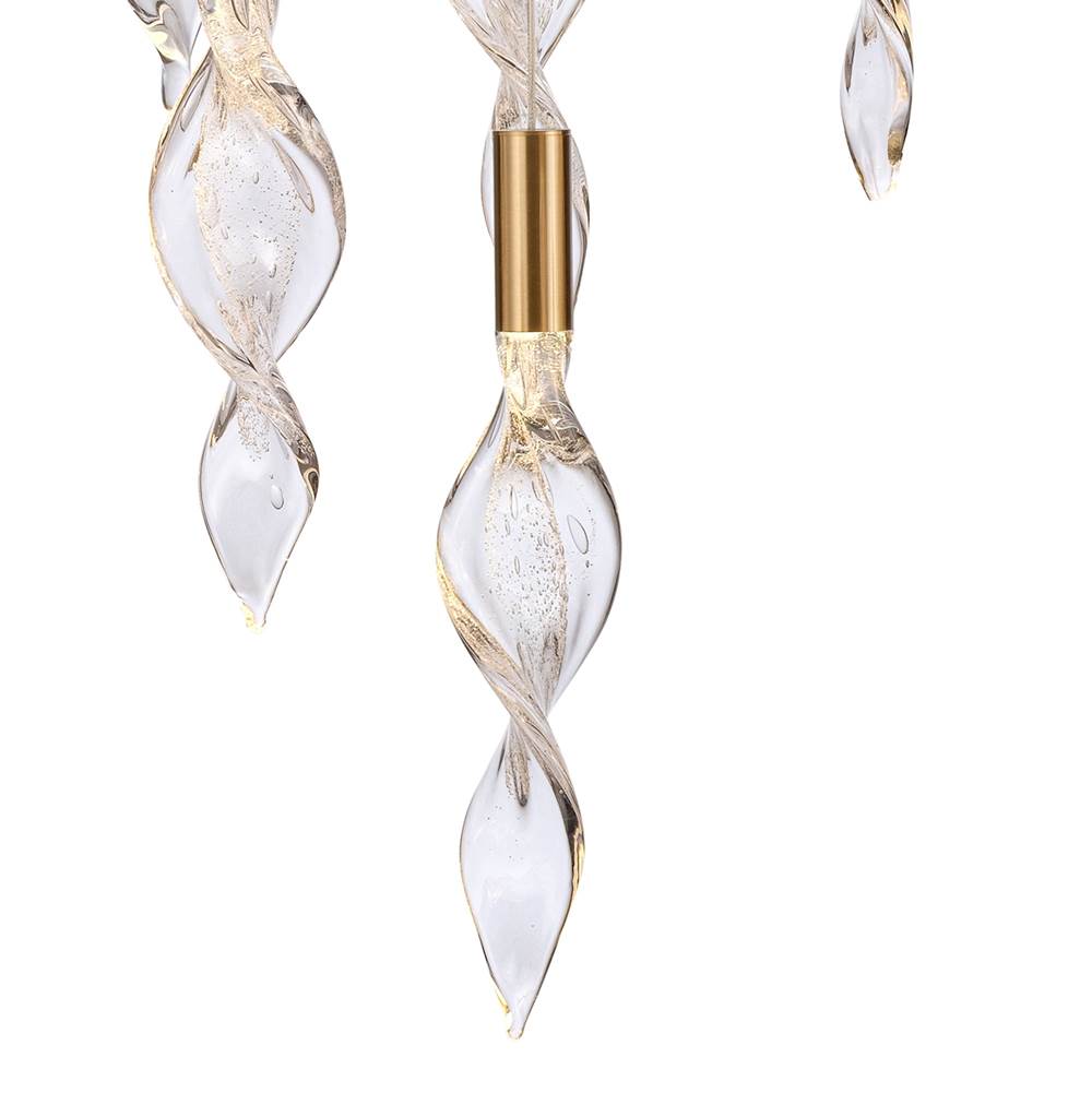 Arabela Lighting 85215-10 Natural Brass 36'' Aurora Linear Pendant In  Natural Brass With Clear Hand-formed Corkscrew Glass Image 5