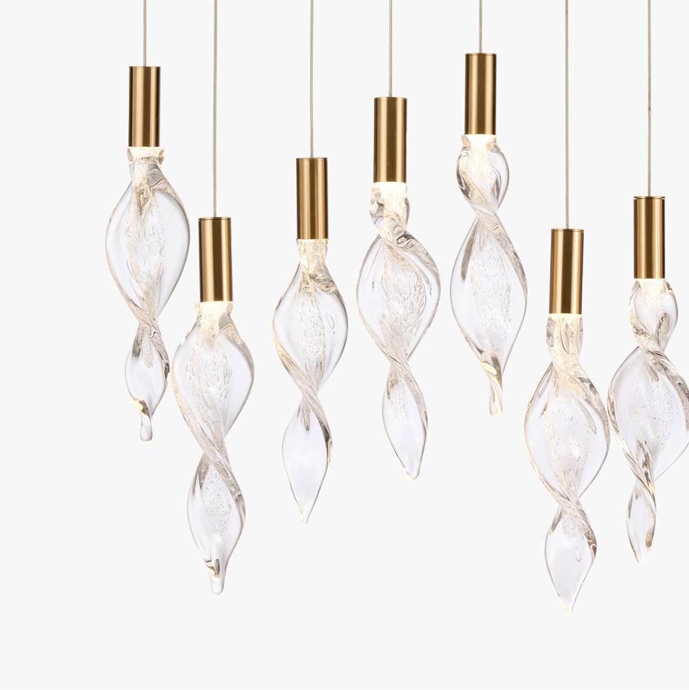 Arabela Lighting 85215-10 Natural Brass 36'' Aurora Linear Pendant In  Natural Brass With Clear Hand-formed Corkscrew Glass Image 4