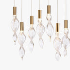 Arabela Lighting 85215-10 Natural Brass 36'' Aurora Linear Pendant In  Natural Brass With Clear Hand-formed Corkscrew Glass Image 4
