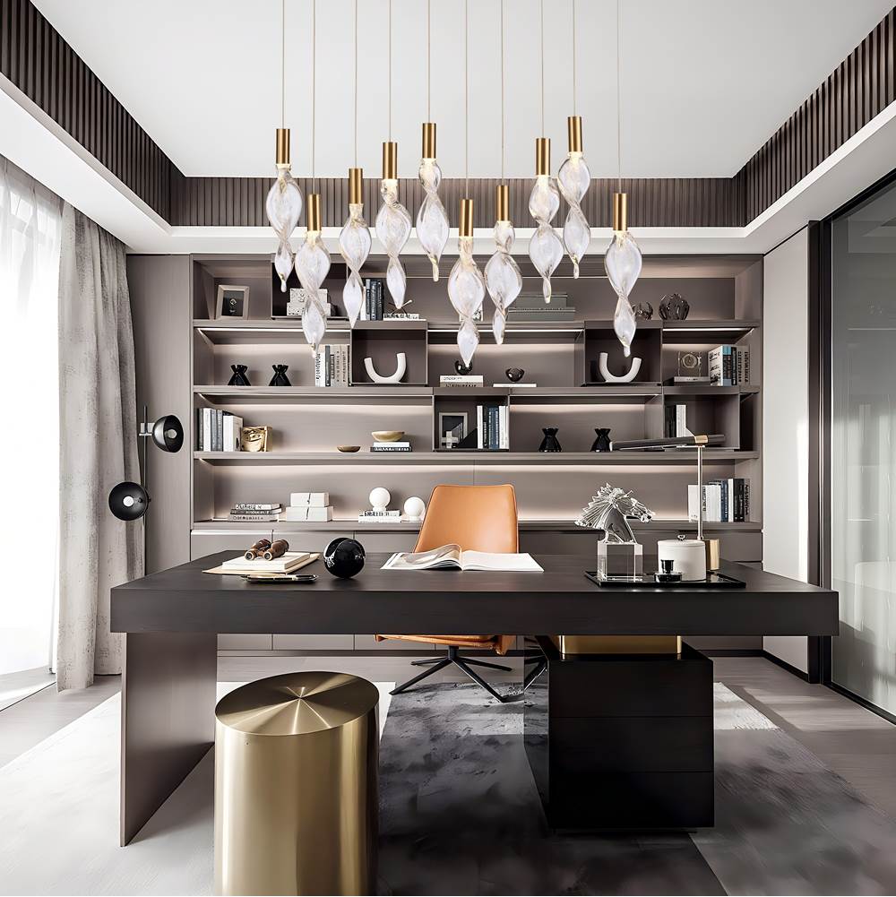 Arabela Lighting 85215-10 Natural Brass 36'' Aurora Linear Pendant In  Natural Brass With Clear Hand-formed Corkscrew Glass Image 3