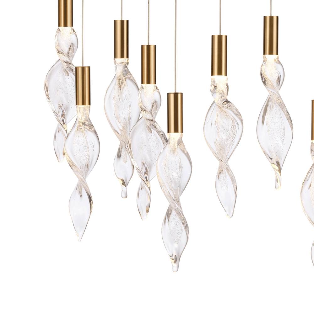 Arabela Lighting 85216-14 Natural Brass 50'' Aurora Linear Pendant In  Natural Brass With Clear Hand-formed Corkscrew Glass Image 4