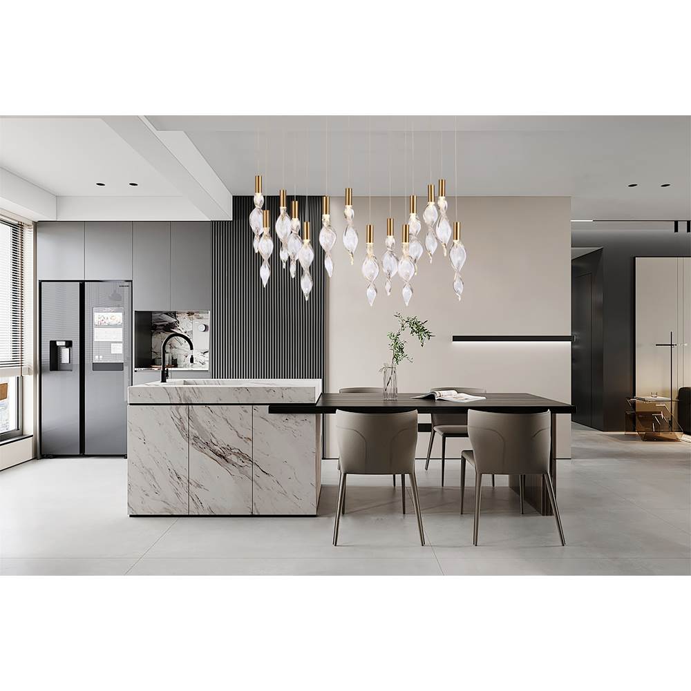 Arabela Lighting 85216-14 Natural Brass 50'' Aurora Linear Pendant In  Natural Brass With Clear Hand-formed Corkscrew Glass Image 3