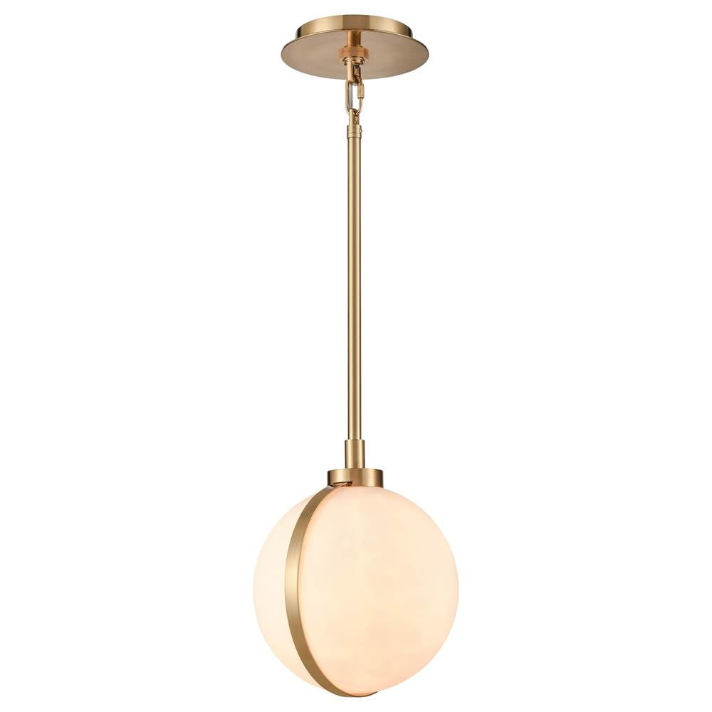 Arabela Lighting 85221-1 Lacquered Gold 10'' Lumis Pendant In Lacquered Gold  With  Faux Alabaster Shade Image 1