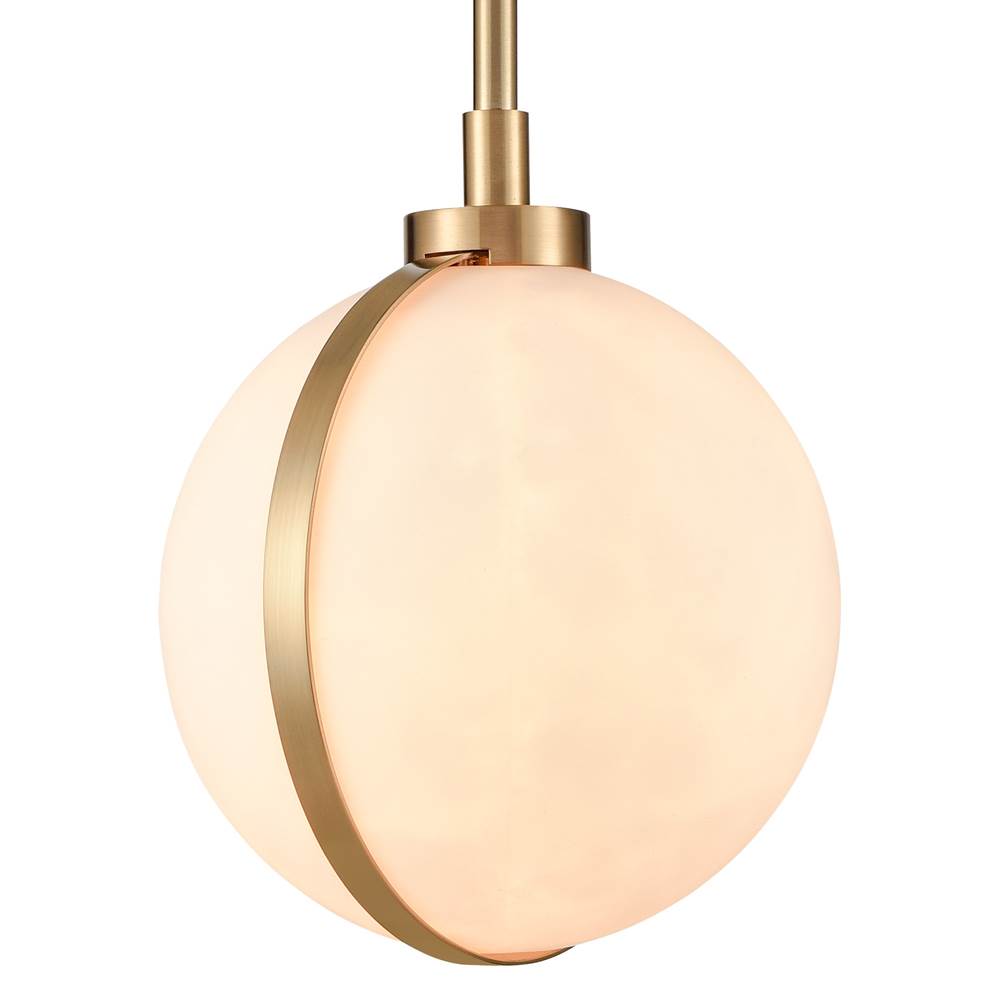 Arabela Lighting Lumis 10'' Lumis Pendant In Lacquered Gold  With  Faux Alabaster Shade