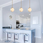 Arabela Lighting 85221-1 Lacquered Gold 10'' Lumis Pendant In Lacquered Gold  With  Faux Alabaster Shade Image 3