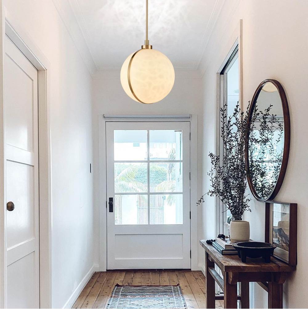 Arabela Lighting 85222-1 Lacquered Gold 18.5'' Lumis Pendant In Lacquered Gold  With  Faux Alabaster Shade Image 3