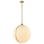 Arabela Lighting 85223-1 Lacquered Gold 26.5'' Lumis Pendant In Lacquered Gold  With  Faux Alabaster Shade Image 1