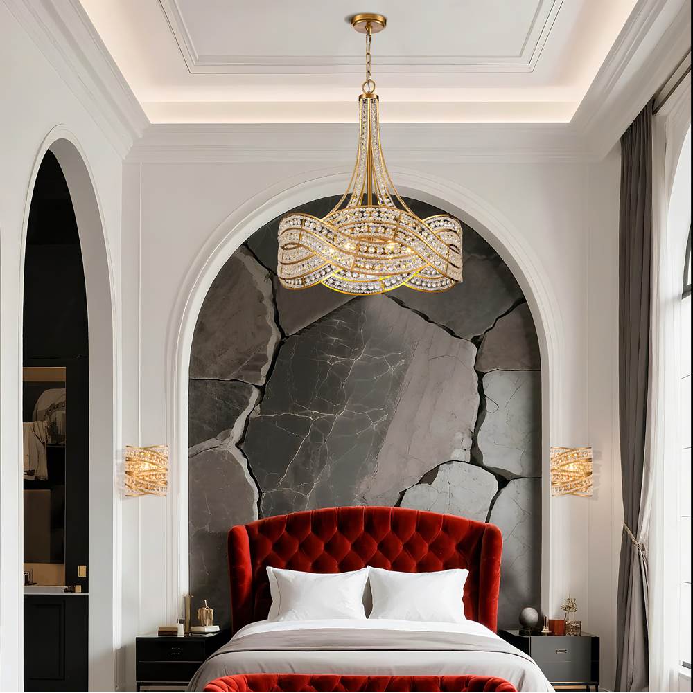 Arabela Lighting 85231-6 Lacquered Gold 27'' Anatasia Chandelier In Lacquered Gold  With  Clear Crystal Filigree Image 3