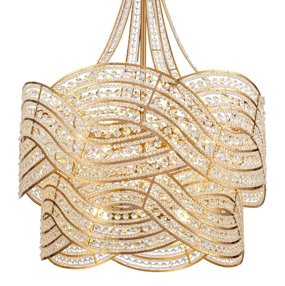 Arabela Lighting Anastasia 39'' Anatasia Chandelier In Lacquered Gold  With  Clear Crystal Filigree
