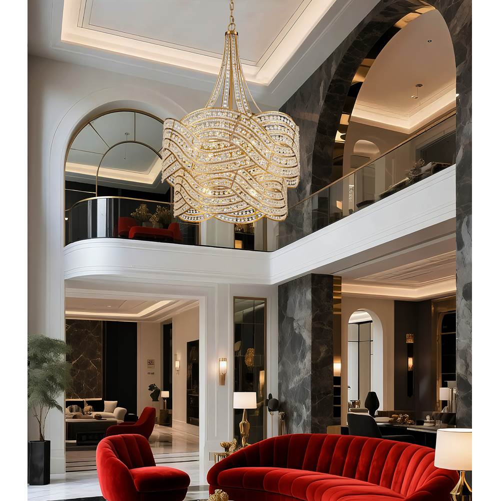 Arabela Lighting 85232-12 Lacquered Gold 39'' Anatasia Chandelier In Lacquered Gold  With  Clear Crystal Filigree Image 3
