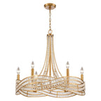 Arabela Lighting 85233-6 Lacquered Gold 25'' Anatasia Chandelier In Lacquered Gold  With  Clear Crystal Filigree Image 1