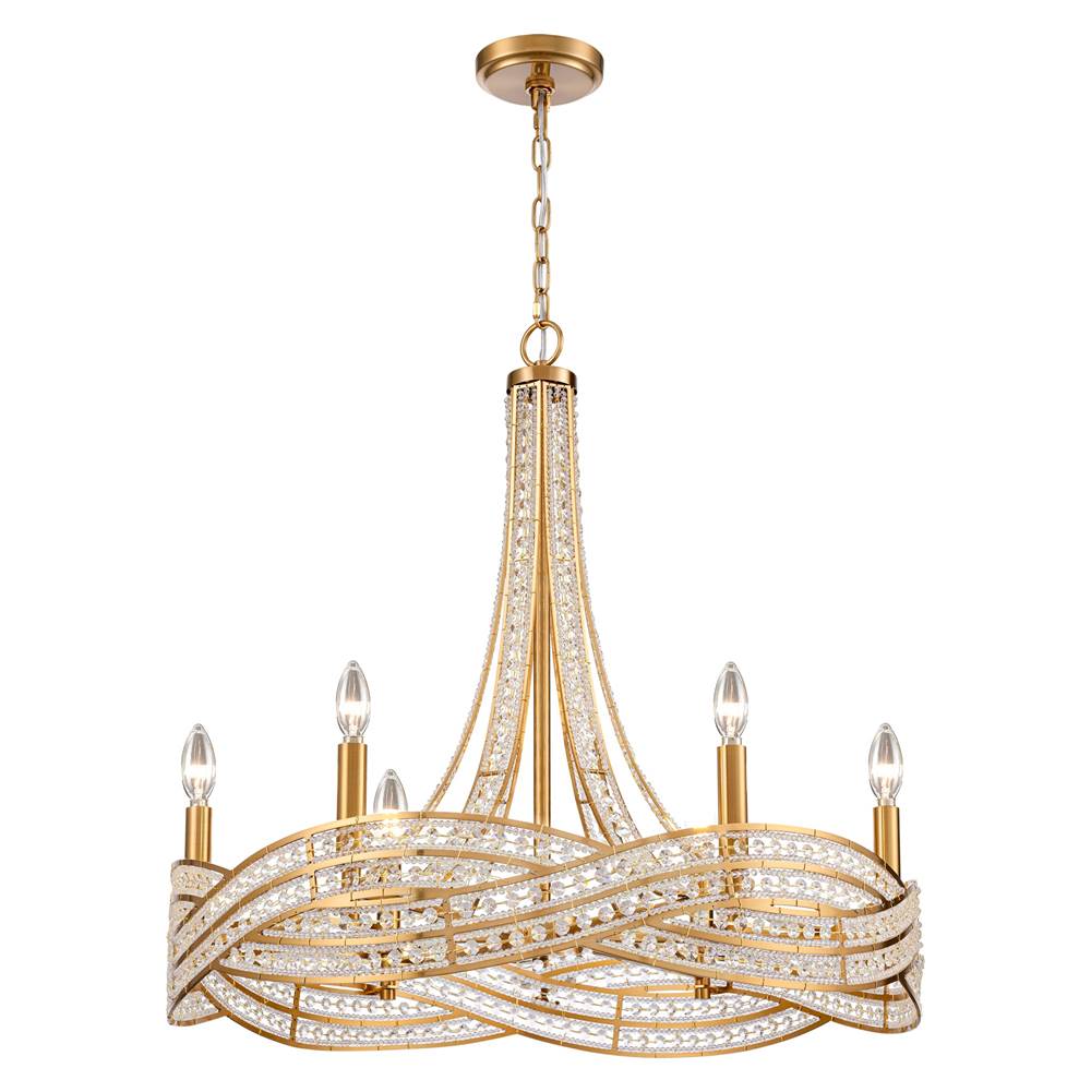 Arabela Lighting 85233-6 Lacquered Gold 25'' Anatasia Chandelier In Lacquered Gold  With  Clear Crystal Filigree Image 1