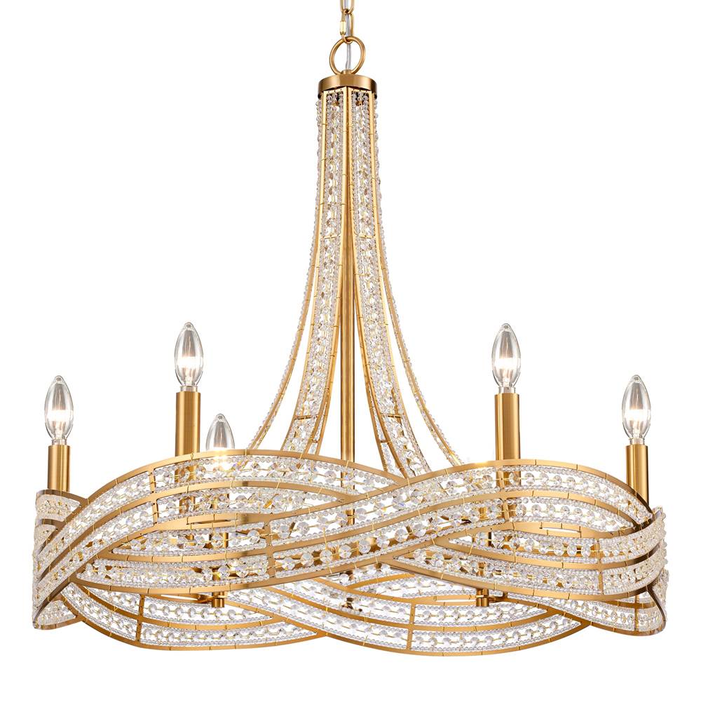 Arabela Lighting Anastasia 25'' Anatasia Chandelier In Lacquered Gold  With  Clear Crystal Filigree