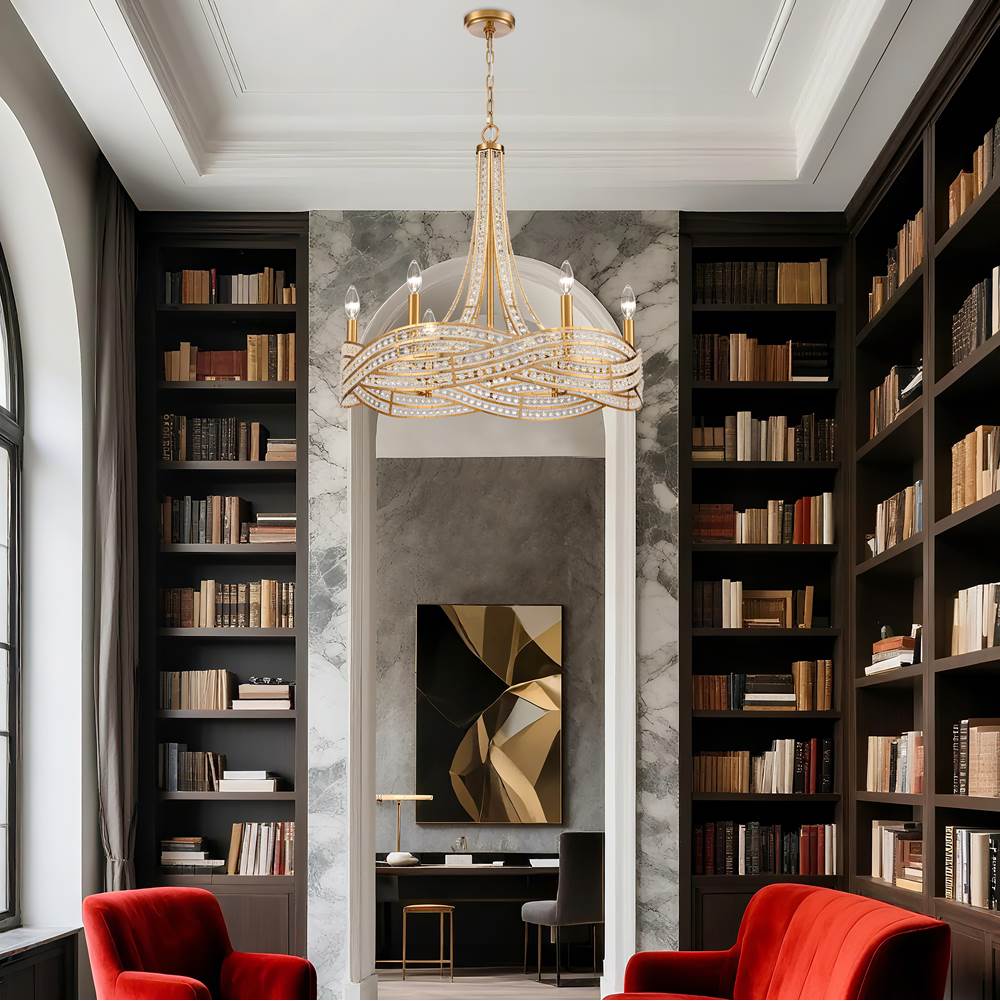 Arabela Lighting 85233-6 Lacquered Gold 25'' Anatasia Chandelier In Lacquered Gold  With  Clear Crystal Filigree Image 3