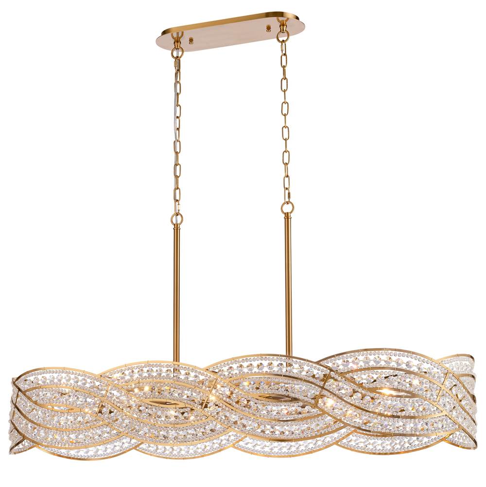 Arabela Lighting 85234-8 Lacquered Gold 47'' Anatasia Linear Chandelier In Lacquered Gold  With  Clear Crystal Filigree Image 1