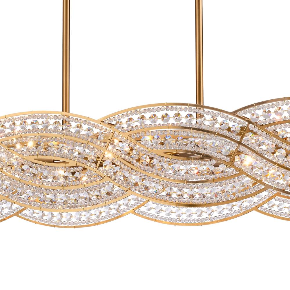 Arabela Lighting Anastasia 47'' Anatasia Linear Chandelier In Lacquered Gold  With  Clear Crystal Filigree