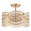 Arabela Lighting 85235-4 Lacquered Gold 12'' Anatasia Semi Flush In Lacquered Gold  With  Clear Crystal Filigree Image 1